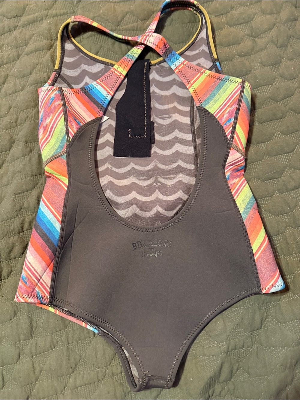 Billabong Olive, Black & Multi-Stripe  One-Piece Swim - Picture 2 of 3